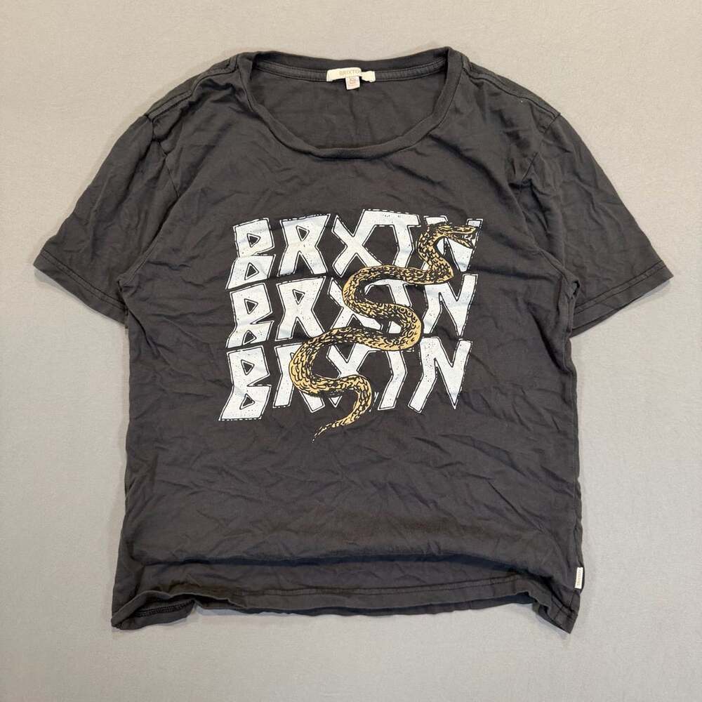 Brixton Graphic T-Shirt Size XS Black Snake Print Short Sleeve